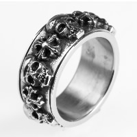 Men Stainless Steel Ring in Bulk, Titanium Steel, with skull pattern & blacken 