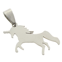 Pendentifs d'animaux en acier inoxydable , Licorne, couleur originale Environ Vendu par PC