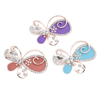 Enamel Brooch, Zinc Alloy, with ABS Plastic Pearl & Crystal, Butterfly, rose gold color plated, faceted & with rhinestone lead & cadmium free 