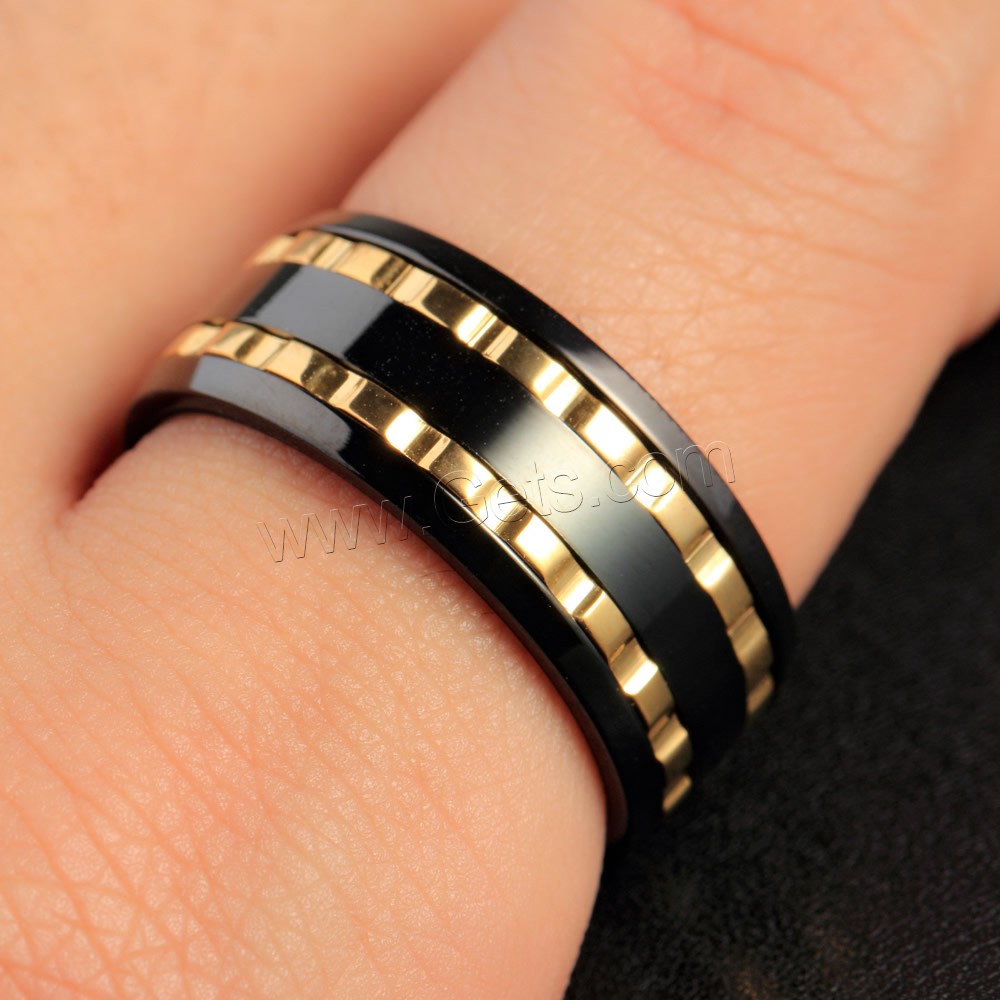 Men Stainless Steel Ring in Bulk, Titanium Steel, plated, different size for choice & two tone, Sold By PC