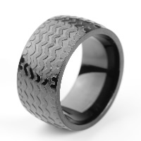 Men Stainless Steel Ring in Bulk, Titanium Steel, black ionic 