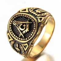 Men Stainless Steel Ring in Bulk, Titanium Steel, gold color plated & blacken 