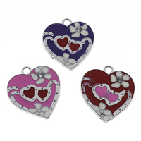 Zinc Alloy Heart Pendants, platinum color plated, enamel & with rhinestone lead & cadmium free Approx 2mm 