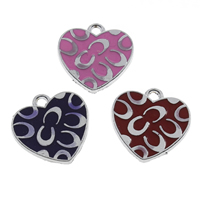 Zinc Alloy Heart Pendants, platinum color plated, enamel lead & cadmium free Approx 2mm 