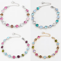 Zinc bracelets en strass en alliage , alliage de zinc, avec 4.6cm chaînes de rallonge, Placage, facettes & avec strass, plus de couleurs à choisir, sans plomb et cadmium, 15cm Environ 6 pouce, Vendu par brin