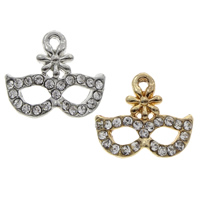 Zinc Alloy Rhinestone Pendants, Mask, plated, with rhinestone lead & cadmium free Approx 0.5mm 