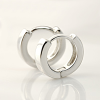 Sterling Silver Huggie Hoop Earring, 925 Sterling Silver, Donut 