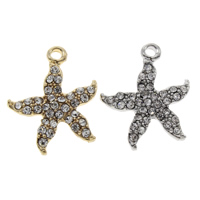 Zinc Alloy Animal Pendants, Starfish, plated, with rhinestone lead & cadmium free Approx 1.5mm 