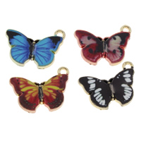 Colgantes Animales de Aleación de Zinc, Mariposa, chapado en color dorado, esmalte & calcomanía, más colores para la opción, libre de plomo & cadmio, 20x15x2mm, agujero:aproximado 1mm, Vendido por UD