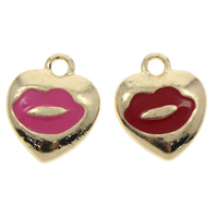 Zinc Alloy Heart Pendants, gold color plated, enamel lead & cadmium free Approx 2mm 