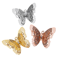 Pendentifs d'animaux en laiton, papillon, Placage, plaqué de haute qualité et non décoloré & avec strass & creux, plus de couleurs à choisir Environ 3.5mm, Vendu par PC