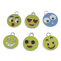 Zinc Alloy Enamel Pendants, Smiling Face, platinum color plated lead & cadmium free Approx 2mm 