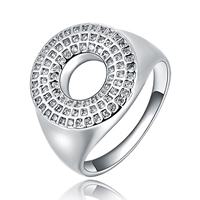 Newegg® Finger-Ring, Messing, Kreisring, platiniert, verschiedene Größen vorhanden & Micro pave Zirkonia, 16x16mm, verkauft von PC