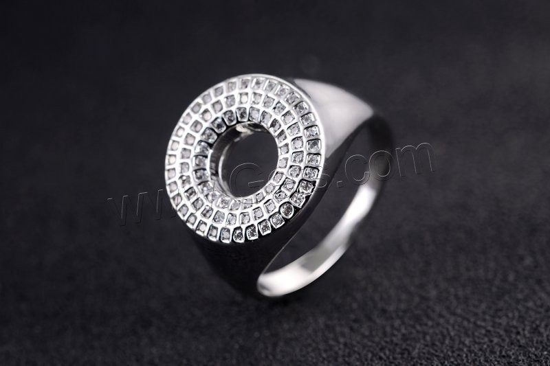 El anillo de dedo Newegg®, metal, Donut, chapado en platina real, diverso tamaño para la opción & micro arcilla de zirconia cúbica, 16x16mm, Vendido por UD