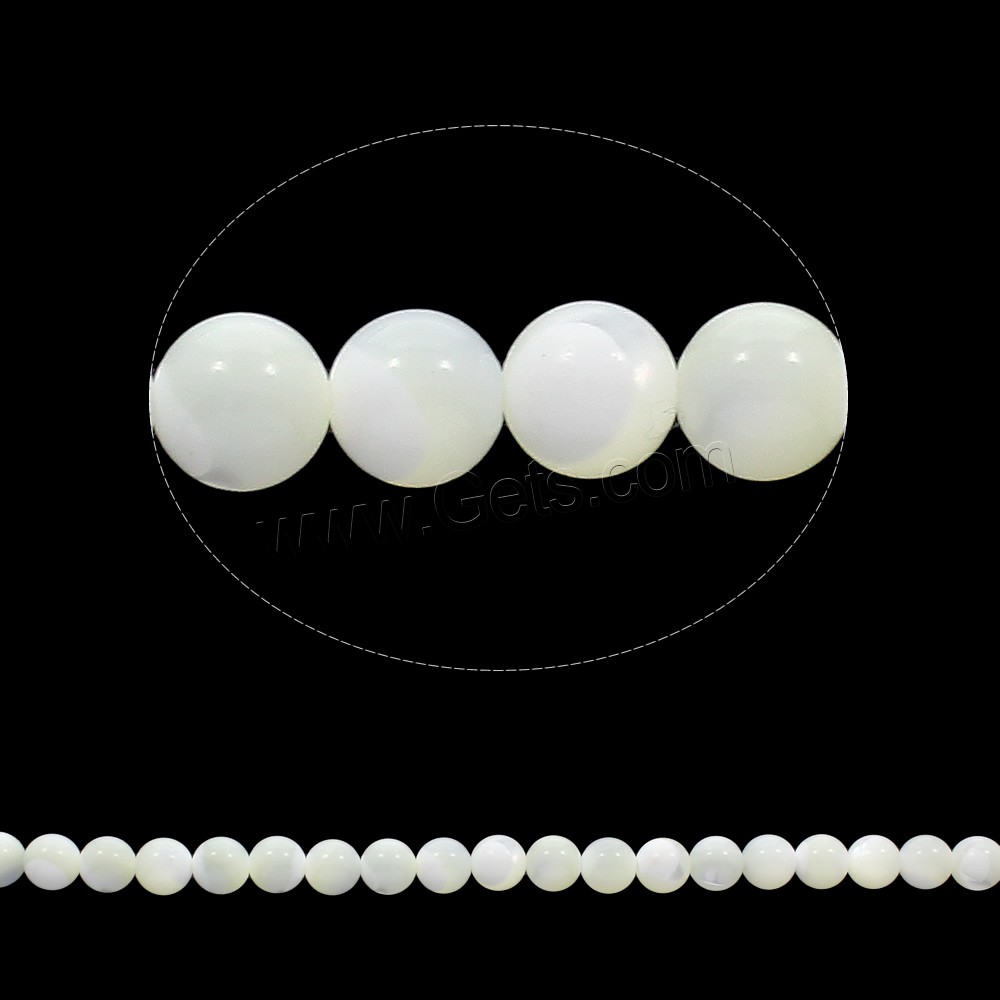 Natural White Shell Beads, Round, different size for choice, Hole:Approx 1mm, Length:Approx 15.5 Inch, Sold By Strand