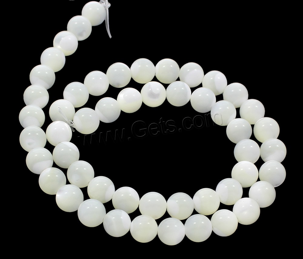 Natural White Shell Beads, Round, different size for choice, Hole:Approx 1mm, Length:Approx 15.5 Inch, Sold By Strand