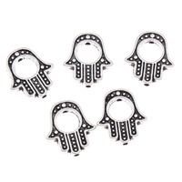 Zink Legierung Frame Perlen, Zinklegierung, Hamsa, antik silberfarben plattiert, Islam Schmuck, frei von Blei & Kadmium, 13x14x2mm, Bohrung:ca. 1mm, ca. 90PCs/Tasche, verkauft von Tasche