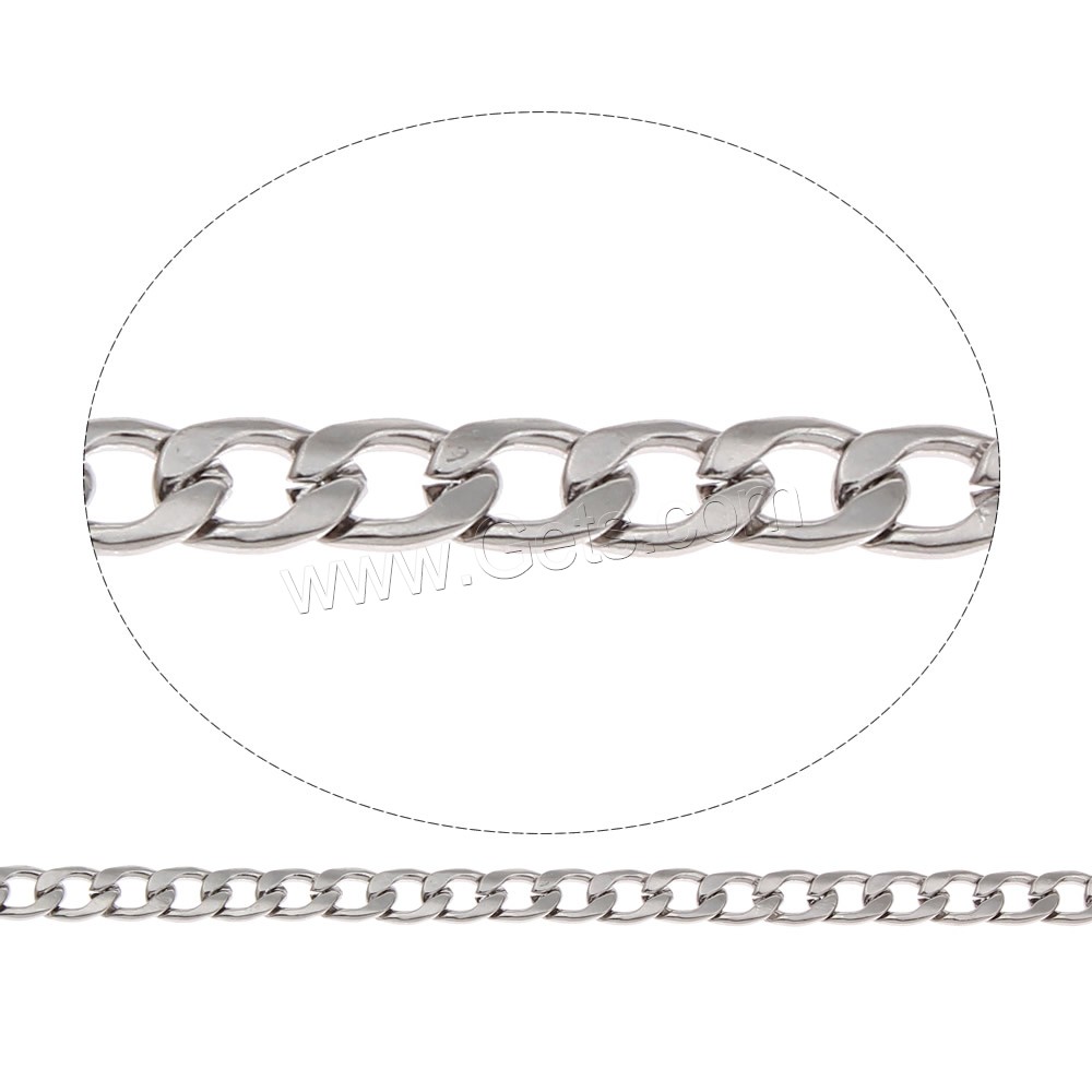 Stainless Steel Curb Chain, different size for choice, original color, Sold By m