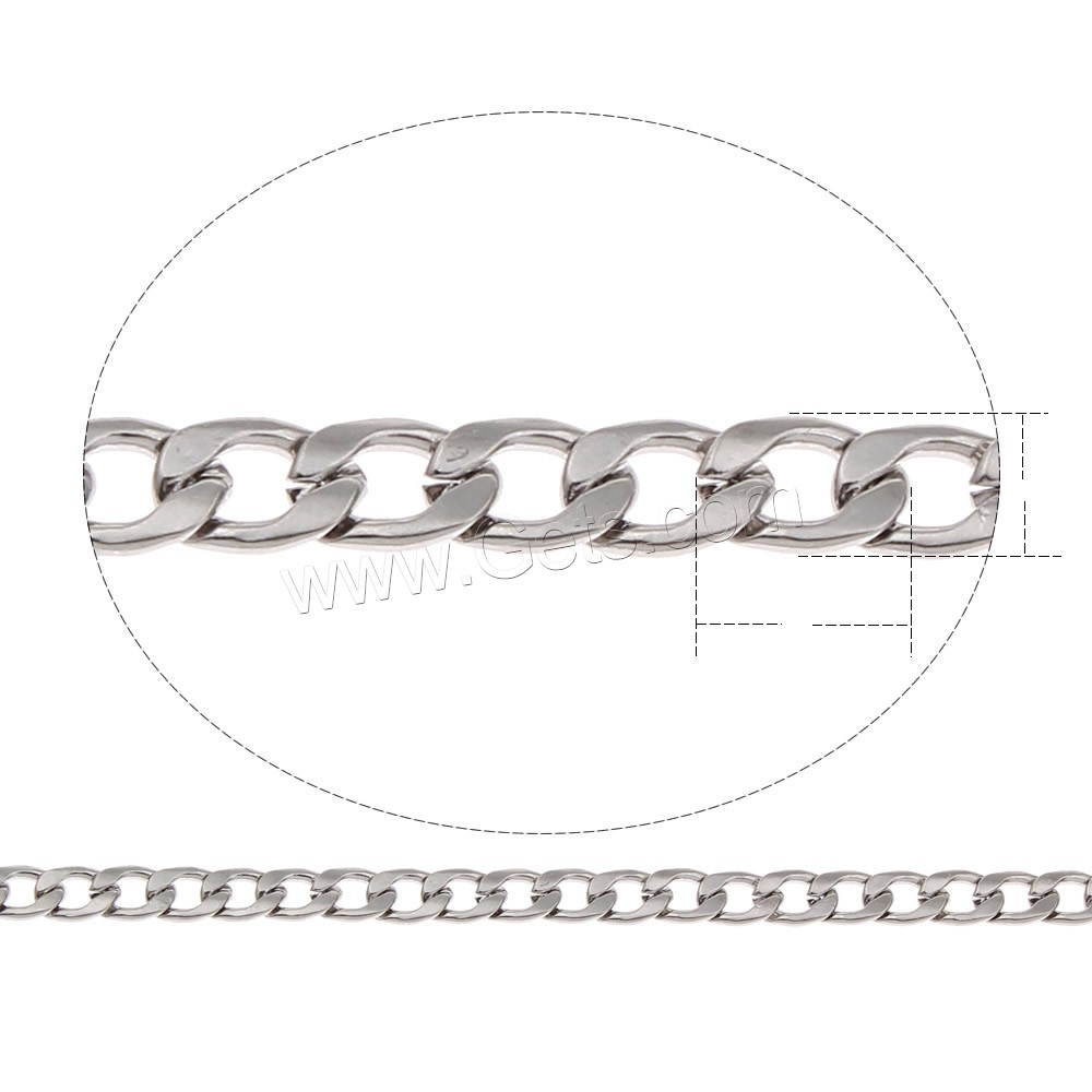 Stainless Steel Curb Chain, different size for choice, original color, Sold By m