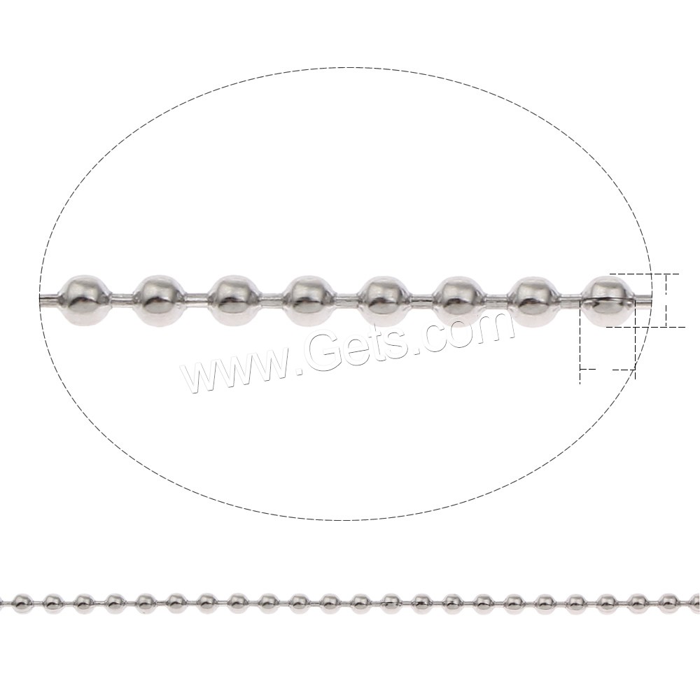 Stainless Steel Ball Chain, different size for choice, original color, Sold By m