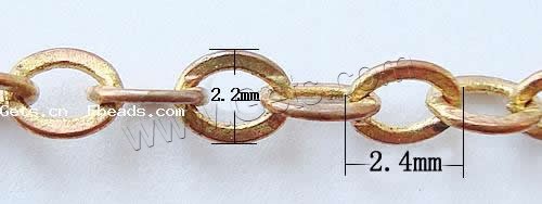 Messing ovale Kette, plattiert, Oval-Kette, keine, frei von Kadmium, 2.4x2.2x0.4mm, 100m/Strang, verkauft von Strang