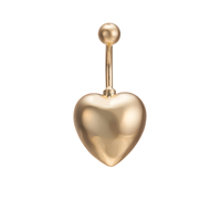 Bijoux Gets® Belly Ring, laiton, coeur, Plaqué d'or 18K, protéger l'environnement, sans nickel, plomb et cadmium Vendu par PC