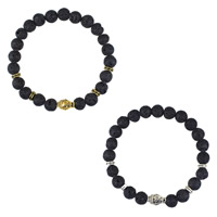 Wrist Mala, Lava, with Zinc Alloy, Buddha, plated, natural & Buddhist jewelry 8mm Approx 7 Inch 