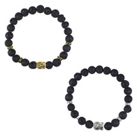 Wrist Mala, Lava, with Zinc Alloy, Buddha, plated, natural & Buddhist jewelry 8mm Approx 7 Inch 