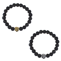 Lava Bead Bracelet, with Zinc Alloy, Lion, plated, natural 8mm Approx 7 Inch 