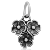 Edelstahl Blume Anhänger, 316 L Edelstahl, Schwärzen, 12x20mm, Bohrung:ca. 5mm, verkauft von PC