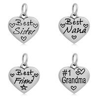 Stainless Steel Heart Pendants, 316L Stainless Steel & with letter pattern & blacken Approx 5mm 