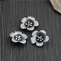 Bali Sterling Silber Anhänger, Thailand, Blume, 16mm, Bohrung:ca. 2mm, verkauft von PC