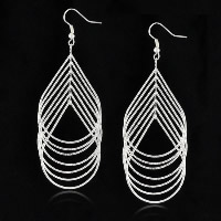 Zinc Alloy Drop Earring, stainless steel earring hook, Teardrop, silver color plated, stardust 