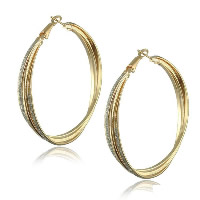 boucles d'oreilles cerceau en alliage zinc, alliage de zinc, acier inoxydable boucle d'oreille anneau, Placage de couleur d'or, poudre d'étoile, 60mm, Vendu par paire