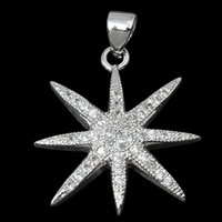 Cubic Zirconia Micro Pave Brass Pendant, platinum color plated, micro pave cubic zirconia Approx 3mm 