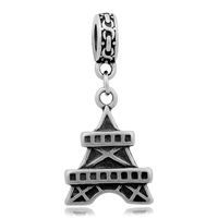 Pendentifs European en acier inoxydable, acier inoxydable 316L, Tour Eiffel, sans filetage & noircir Environ 4mm, Vendu par PC