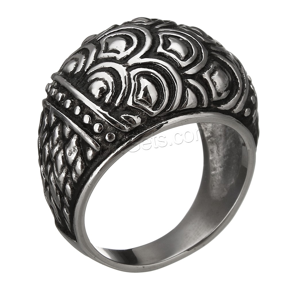 Men Stainless Steel Ring in Bulk, 316 Stainless Steel, different size for choice & blacken, 18x8mm, Sold By PC