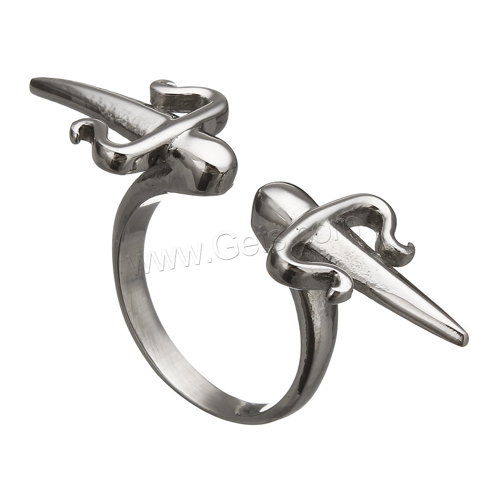 316 Stainless Steel Cuff Finger Ring, Sword, different size for choice, original color, 11.5x4mm, Sold By PC