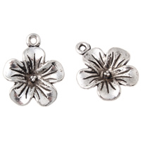 Zinklegierung Blume Anhänger, antik silberfarben plattiert, frei von Blei & Kadmium, 19x23x4mm, Bohrung:ca. 2mm, ca. 50PCs/Tasche, verkauft von Tasche