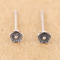 Boucles d'oreilles en argent bijoux, Thaïlande, avec earnut de caoutchouc, fleur Vendu par paire