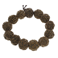 Handgelenk-Mala, Rudraksha, mit elastische Nylonschnur, rund, originale Farbe, 18mm, Länge:ca. 6.5 ZollInch, verkauft von Strang