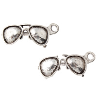 Colgante de la aleación del cinc, aleación de zinc, Gafas, chapado en color de plata antigua, libre de plomo & cadmio, 24x11x5mm, agujero:aproximado 2mm, aproximado 75PCs/Bolsa, Vendido por Bolsa