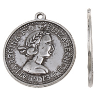 Zinklegierung Denkgeld Anhänger, Münze, antik silberfarben plattiert, frei von Blei & Kadmium, 25x28x1mm, Bohrung:ca. 1mm, ca. 35PCs/Tasche, verkauft von Tasche