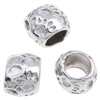 Abalorios Estilo Europeo de Aleación de Zinc, Tambor, chapado en color de plata, sin rosca, libre de plomo & cadmio, 9x8mm, agujero:aproximado 6mm, 20PCs/Bolsa, Vendido por Bolsa