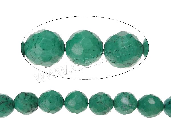 Perles turquoise naturelles teintées, Rond, normes différentes pour le choix & facettes, vert, Trou:Environ 1-1.5mm, Vendu par brin