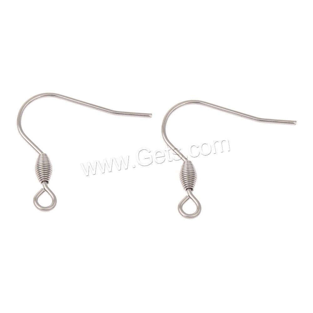 Stainless Steel Hook Earwire, different size for choice, original color, Hole:Approx 1mm, 500Pairs/Bag, Sold By Bag