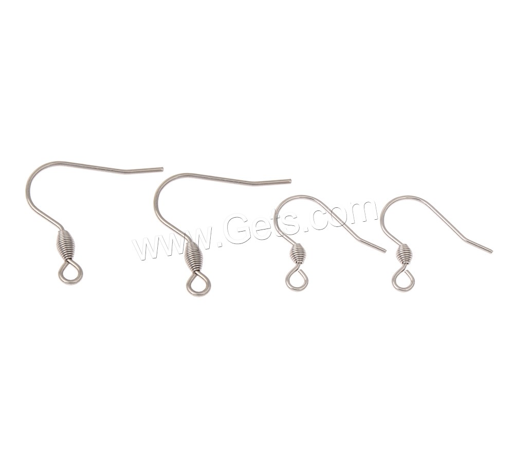 Stainless Steel Hook Earwire, different size for choice, original color, Hole:Approx 1mm, 500Pairs/Bag, Sold By Bag