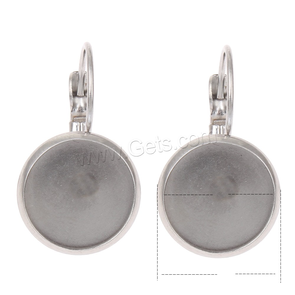 Stainless Steel Lever Back Earring Component, Flat Round, different size for choice, original color, 200PCs/Bag, Sold By Bag