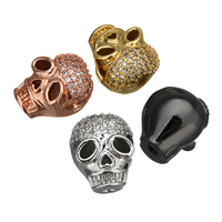 Cubic Zirconia Micro Pave Brass Beads, Skull, plated, micro pave cubic zirconia Approx 2mm 