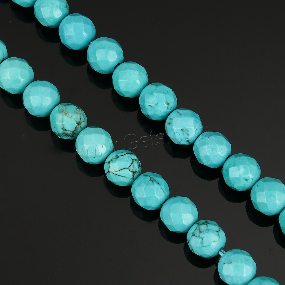 Dyed Natural Turquoise Beads, Dyed Turquoise, Round, more sizes for choice & faceted, green, Hole:Approx 1-1.5mm, Length:Approx 15 Inch, Sold By Strand